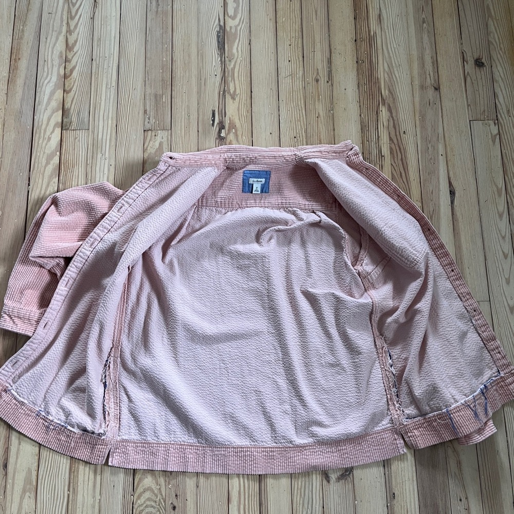 LLBean Pink Corduroy Button Up Shirt Jacket Women‎ Long Sleeve Medium Winter - Picture 6 of 8
